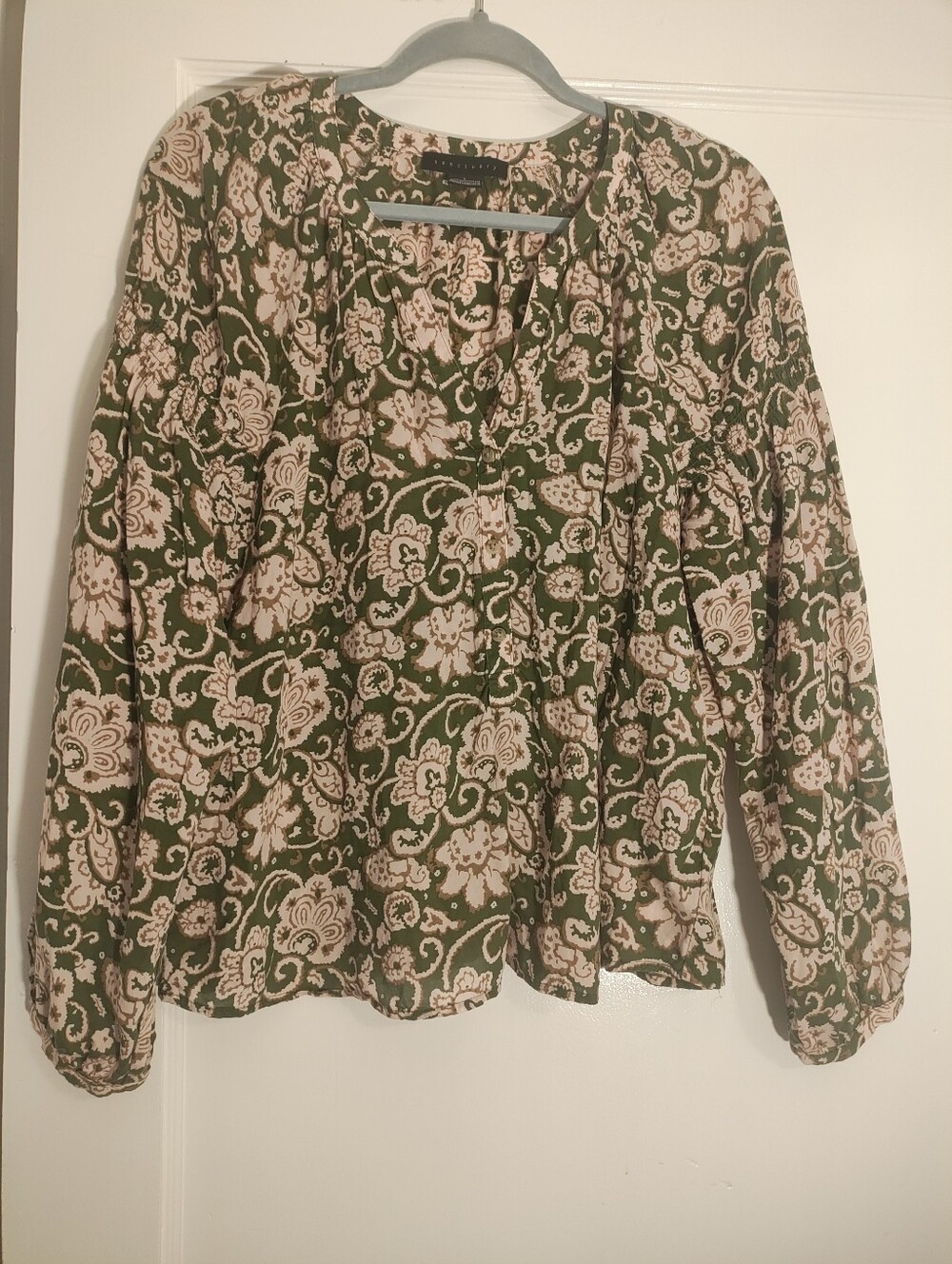 Sanctuary Sunday's Best Blouse L Adorned Paisley 100% Tencel Boho Green